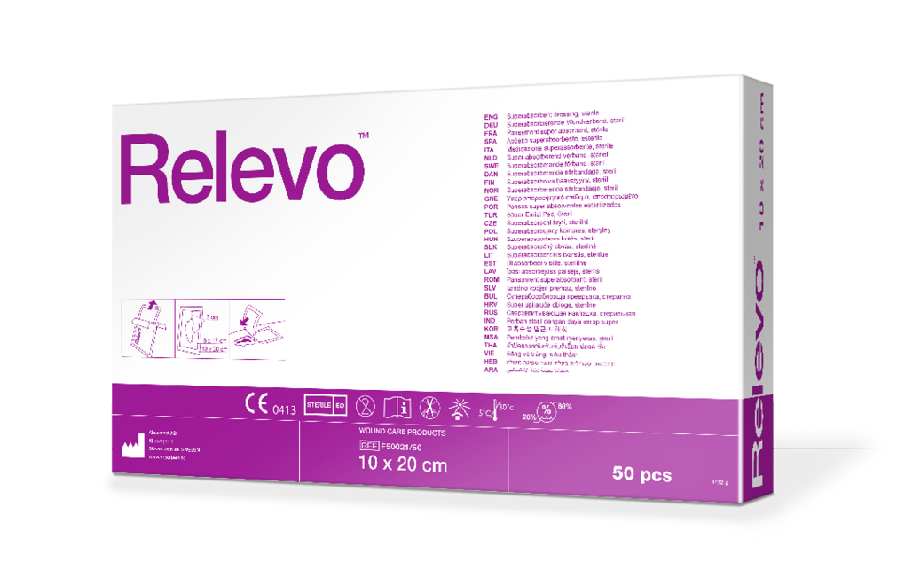 Relevo absorbent dressing wound healing