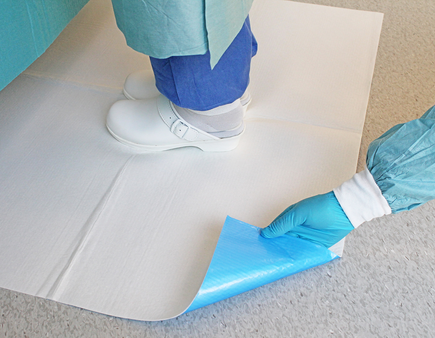 Absorbest Drymax XL floor mat, a fluid management solution for health care environments.